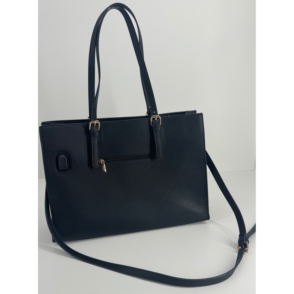 Lovevook Black Laptop Tote Bag USB Charging Port Saffiano Work Crossbody Bag
